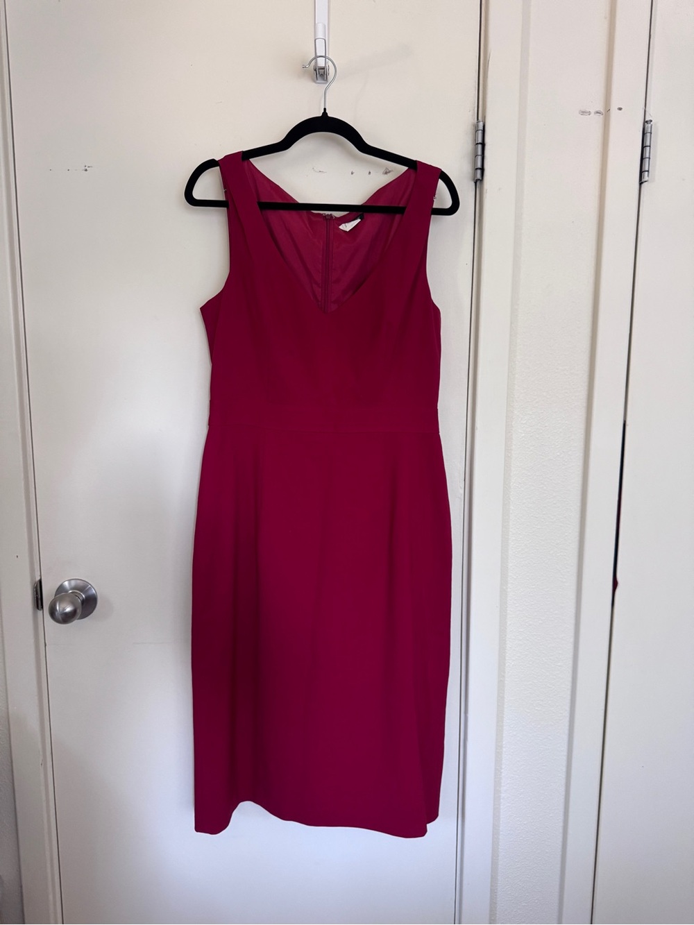 J. Crew Sleeveless V-Neck Midi Dress in red